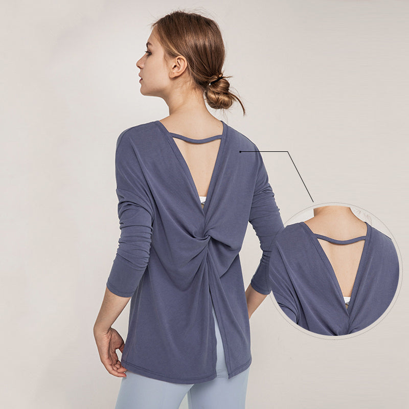 Women's Long Sleeve Breathable Workout T-ShirtWork out in style. This long-sleeve athletic top features a trendy open-back design and is crafted from premium Modal fabric for exceptional softness, breathability,Activewear TopBeauty Babeez FitsBeauty Babeez Fits LLCWomen's Long Sleeve