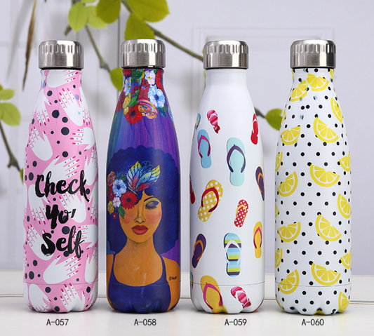 Portable 304 stainless steel insulated water bottle 500ml in vibrant color with secure lid