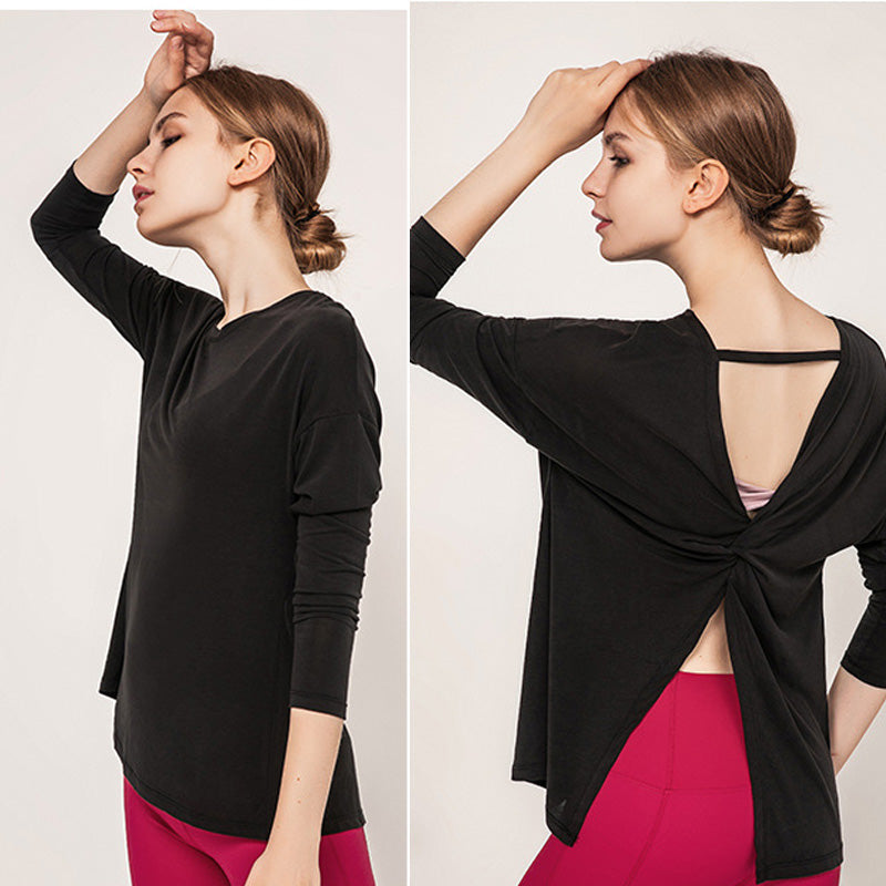 Women's Long Sleeve Breathable Workout T-ShirtWork out in style. This long-sleeve athletic top features a trendy open-back design and is crafted from premium Modal fabric for exceptional softness, breathability,Activewear TopBeauty Babeez FitsBeauty Babeez Fits LLCWomen's Long Sleeve