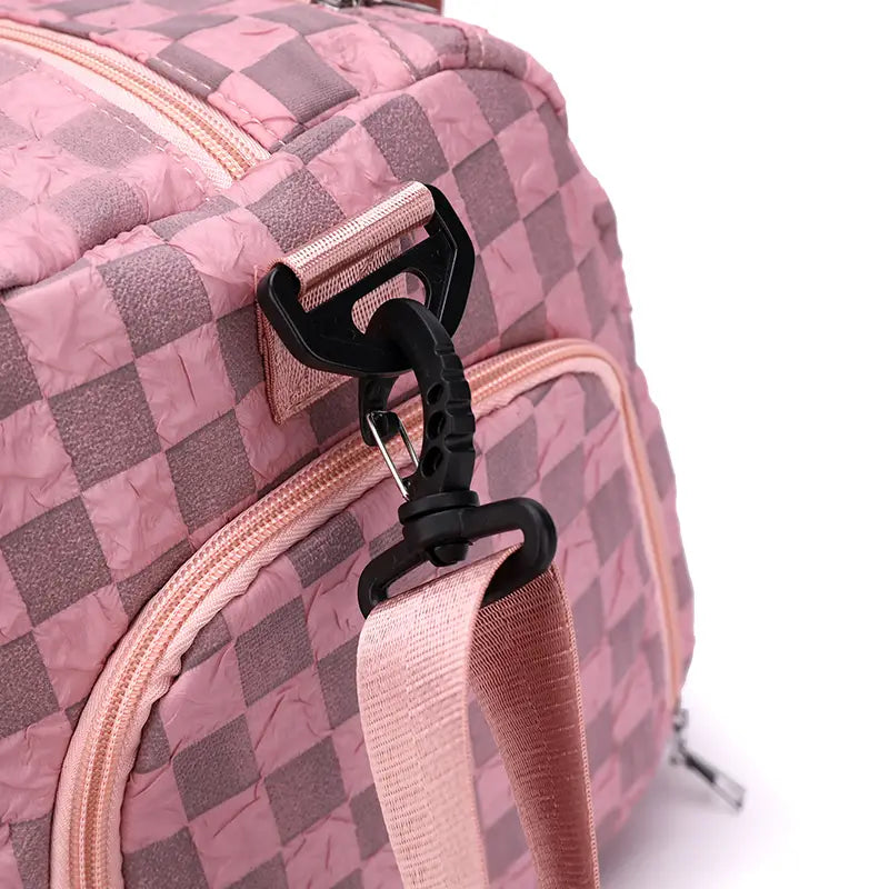 Checkered Pattern Large Capacity Gym Duffle Bag