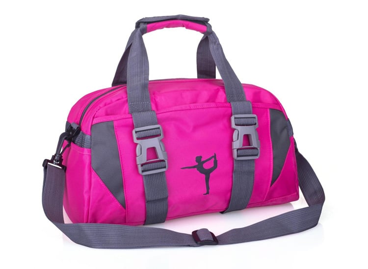 Durable nylon yoga and gym bag with spacious compartments in multiple vibrant colors
