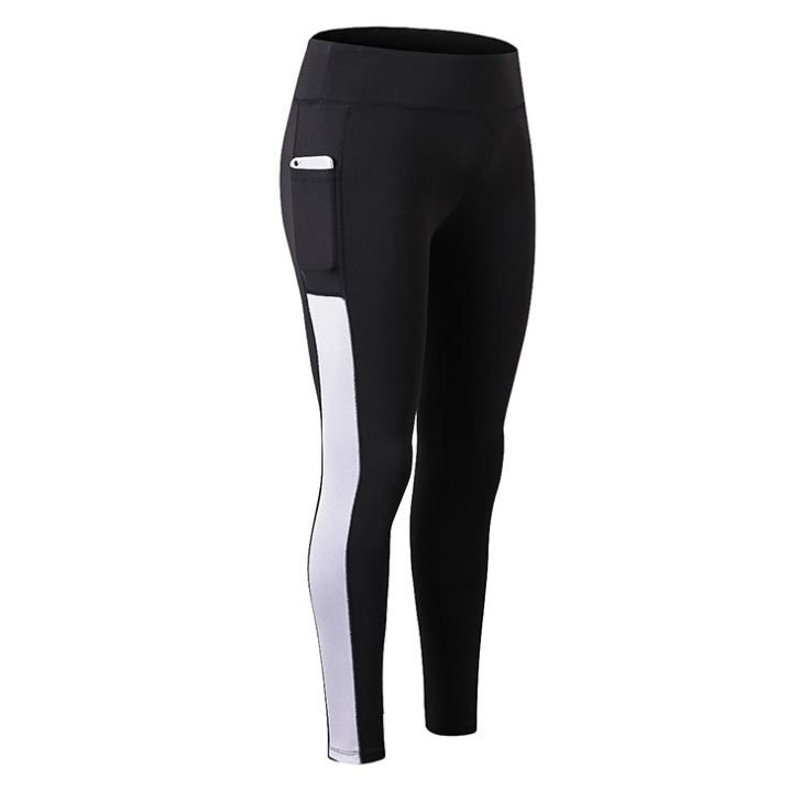 Seamless Color-Block Yoga Pants with Pockets