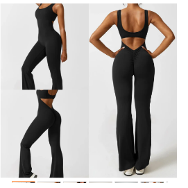 Seamless shaping jumpsuit for yoga and fitness with backless design and high waist