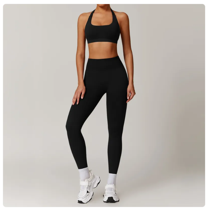 Seamless Backless Yoga Set – 2-Piece Sports Bra & Leggings