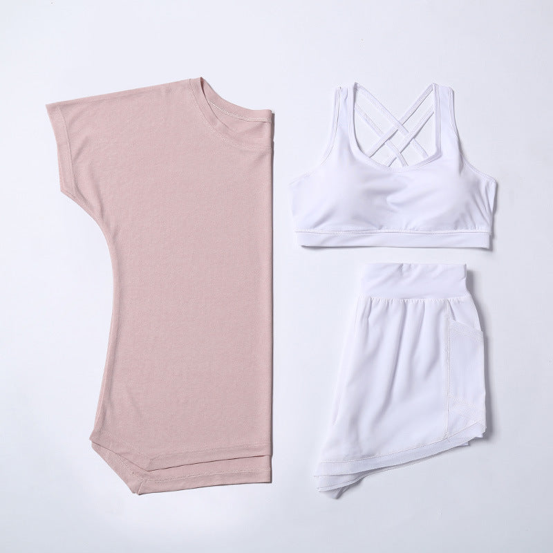3-Piece Yoga Set with Short Sleeve & Quick-Dry Fabric