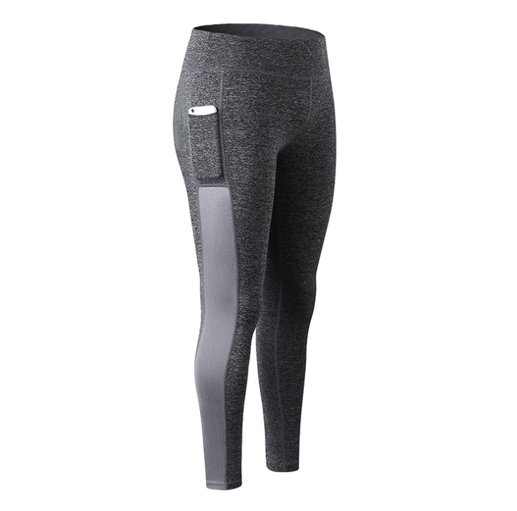 Seamless Color-Block Yoga Pants with Pockets