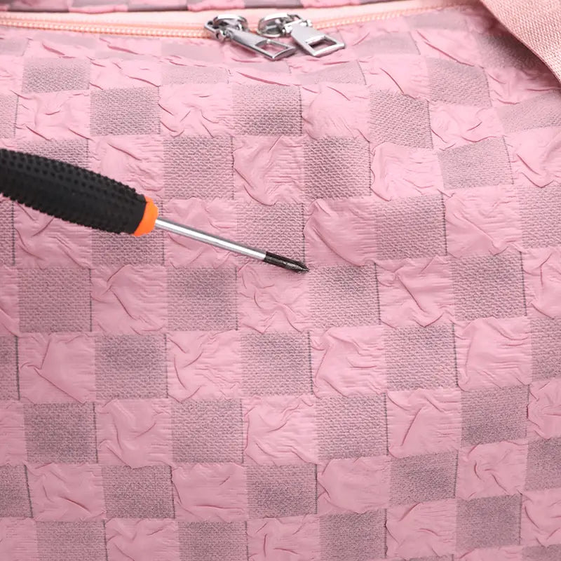 Checkered Pattern Large Capacity Gym Duffle Bag