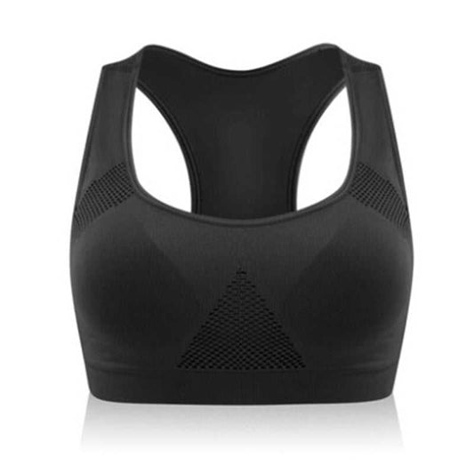 Woman wearing seamless sports bra in various colors showcasing comfort and support