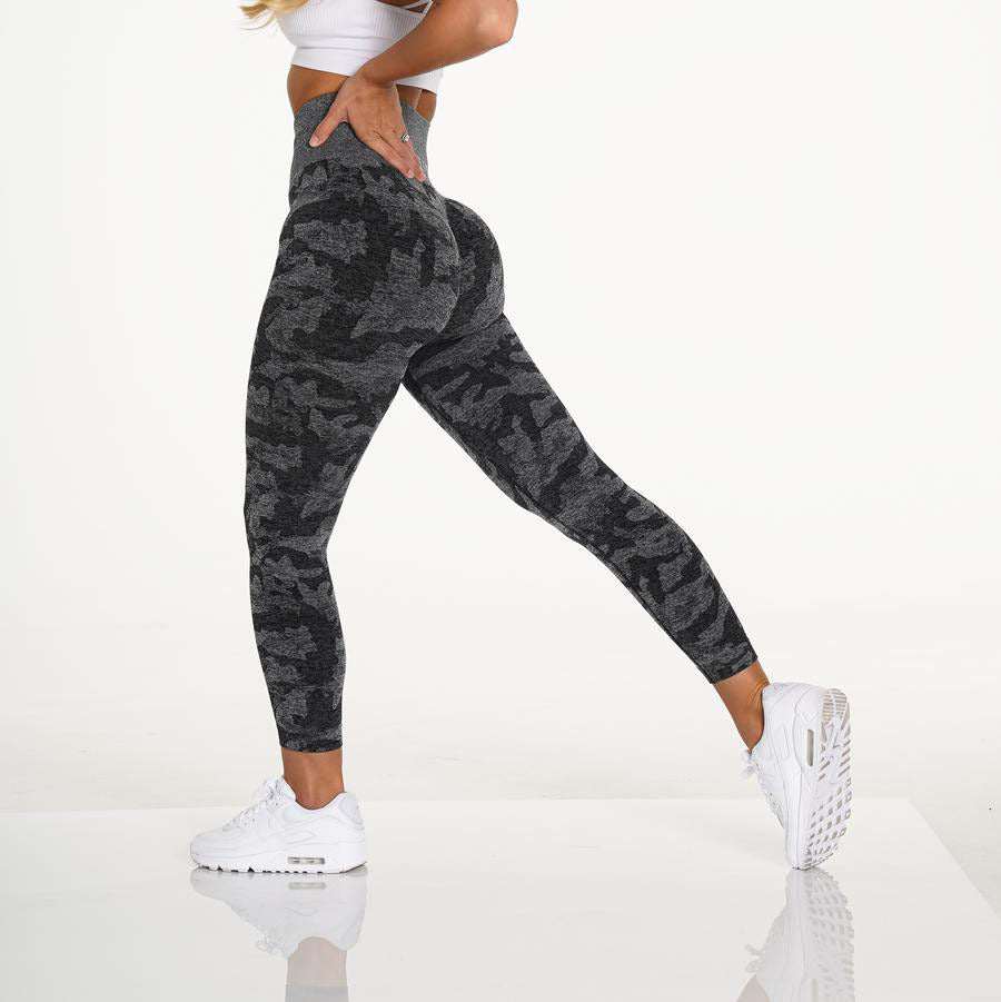 Cropped Camouflage Jacquard Seamless Yoga Pants