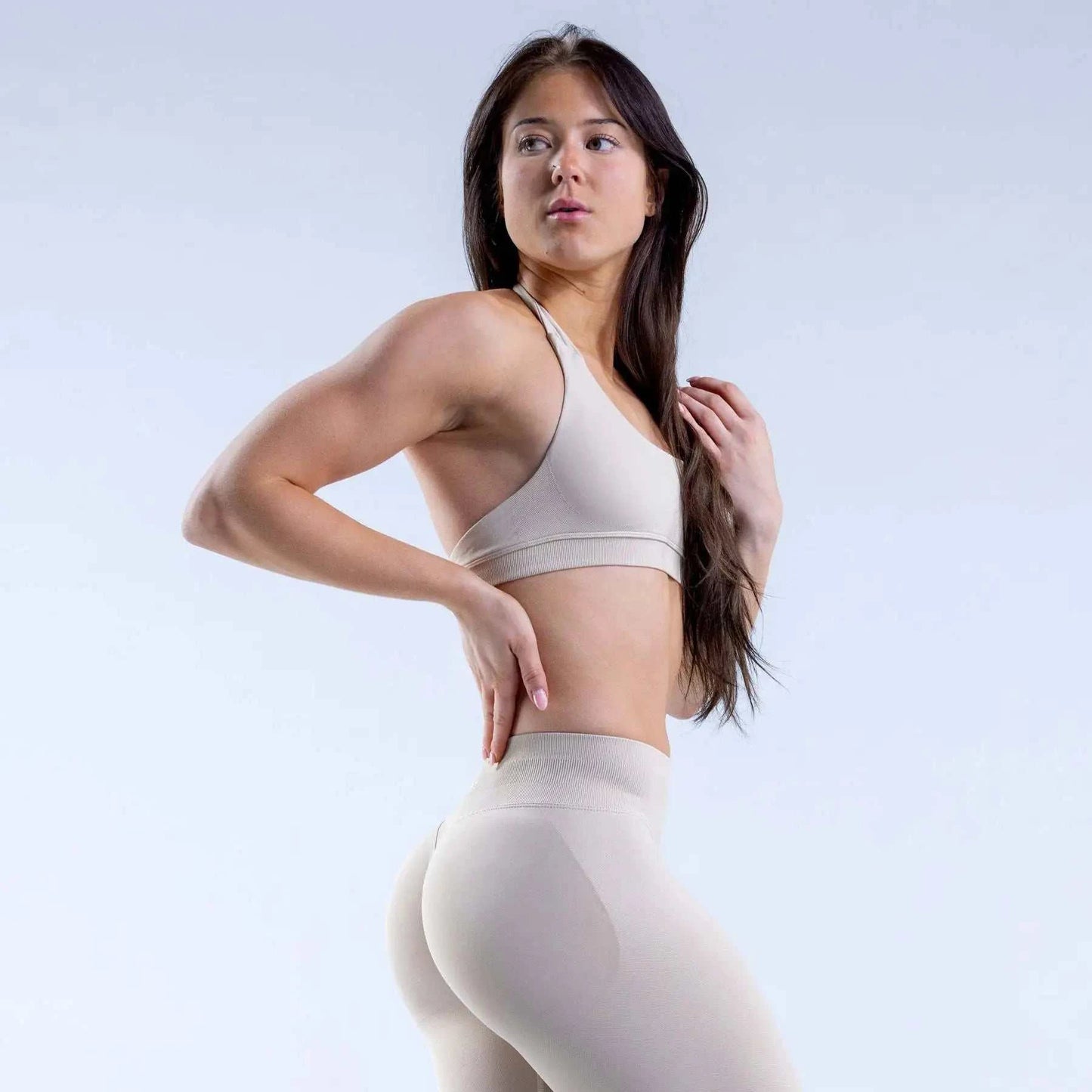 High Elastic Seamless Nylon Halter Yoga Bra And Short Set