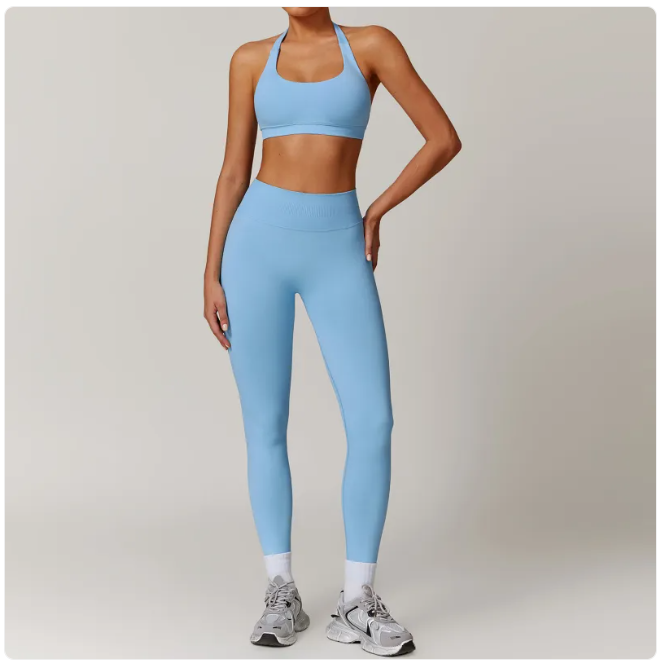 Seamless Backless Yoga Set – 2-Piece Sports Bra & Leggings
