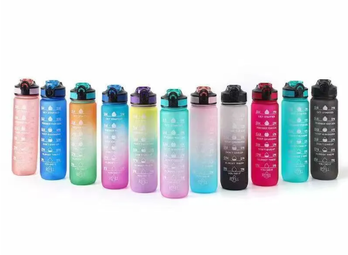 Sleek gradient color sports water bottle with leak-proof cap on white background