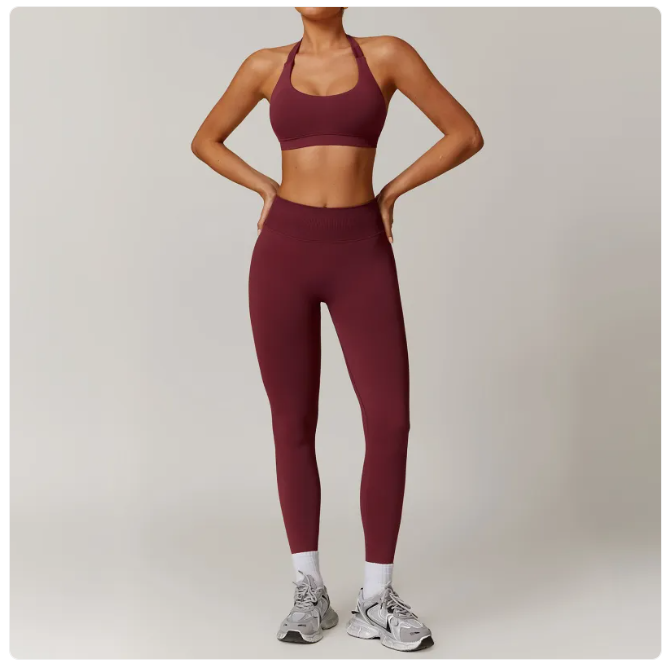 Seamless Backless Yoga Set – 2-Piece Sports Bra & Leggings
