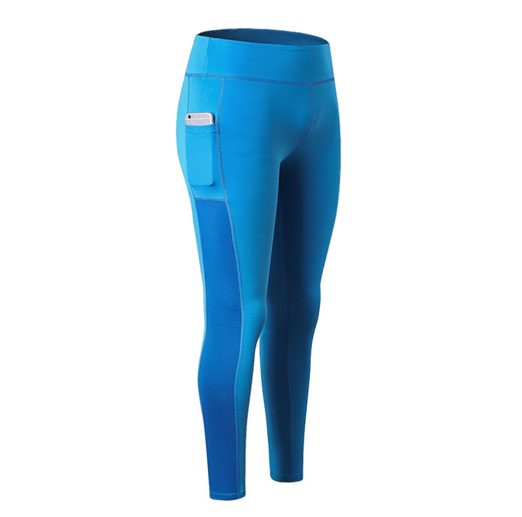Seamless Color-Block Yoga Pants with Pockets