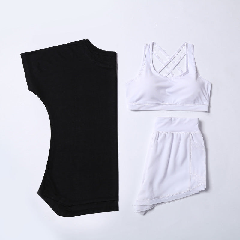 3-Piece Yoga Set with Short Sleeve & Quick-Dry Fabric