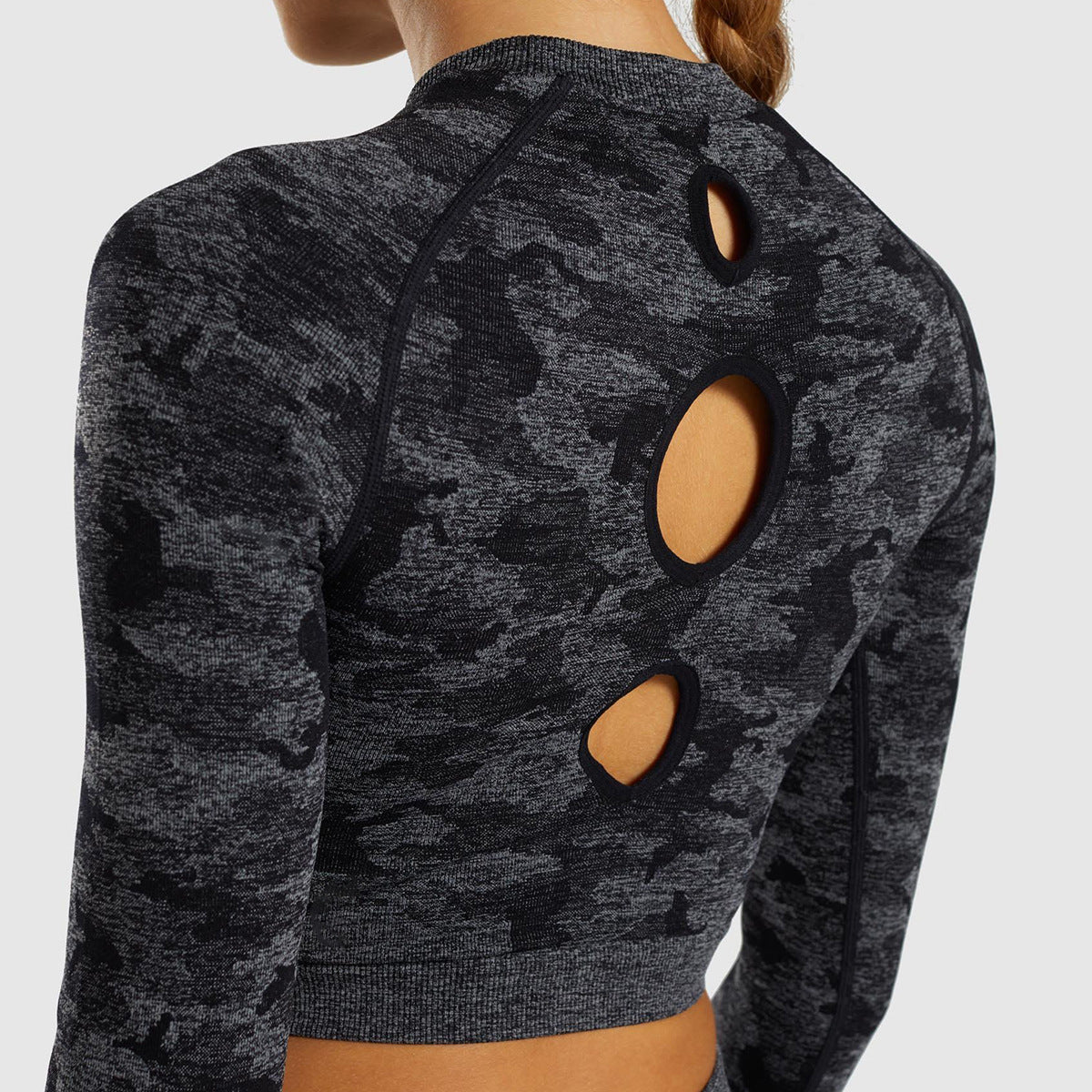 Camouflage Seamless Long Sleeve Workout TopStand out and perform. This camouflage seamless long-sleeve top is built for women who train hard and look good doing it. Made from 90% nylon and 10% spandex, the seActivewear TopBeauty Babeez FitsBeauty Babeez Fits LLCCamouflage Seamless