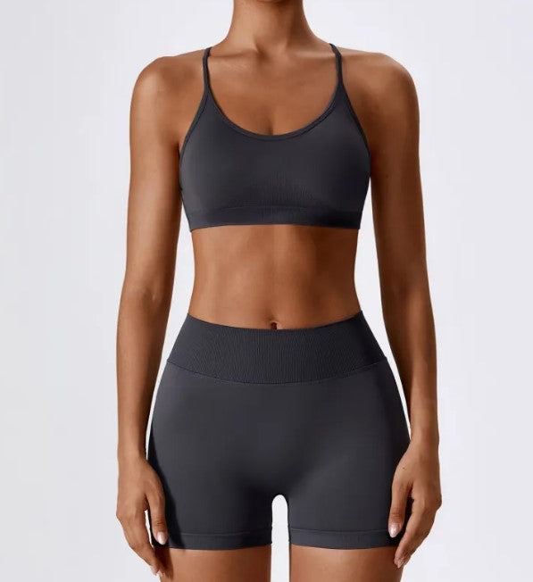 Women's Sports Bra & Bike Shorts SetTwo-piece perfection. This sports bra and bike shorts set is designed to move with you — smooth, supportive, and sculpting from every angle. The crossback bra offersActivewear SetBeauty Babeez FitsBeauty Babeez Fits LLCWomen's Sports Bra & Bike Shorts Set