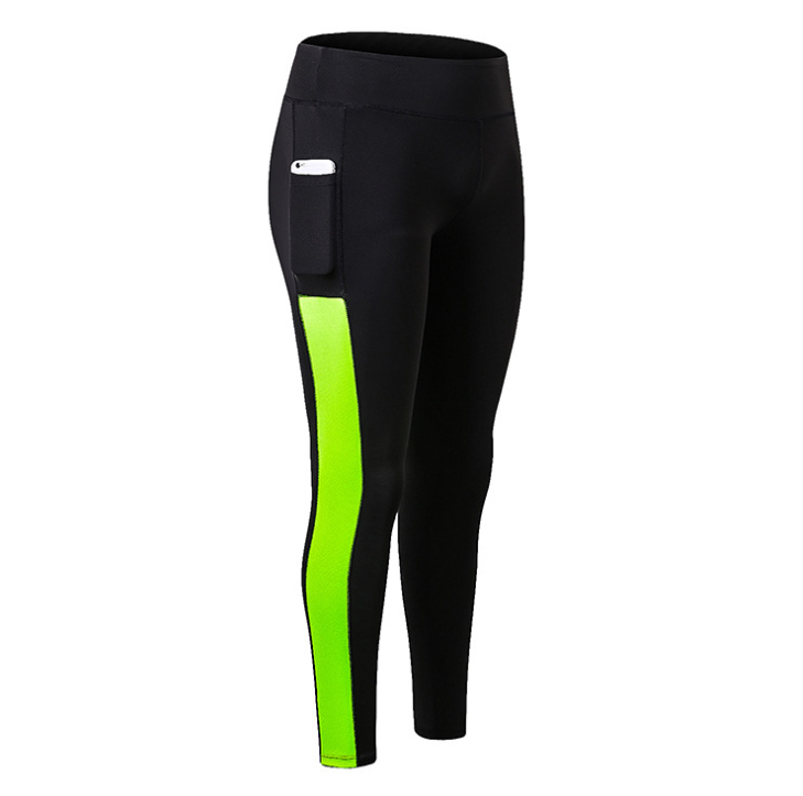 Seamless Color-Block Yoga Pants with Pockets