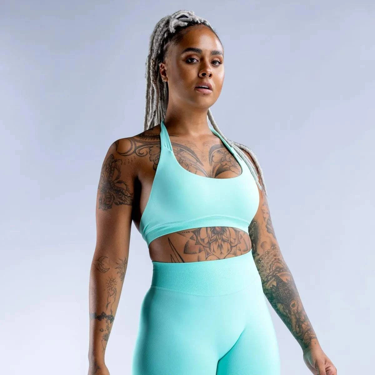 High Elastic Seamless Nylon Halter Yoga Bra And Short Set