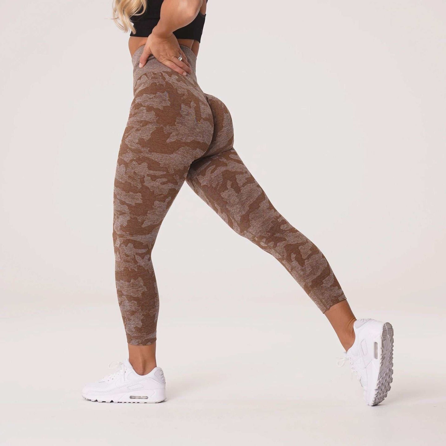 Cropped Camouflage Jacquard Seamless Yoga Pants