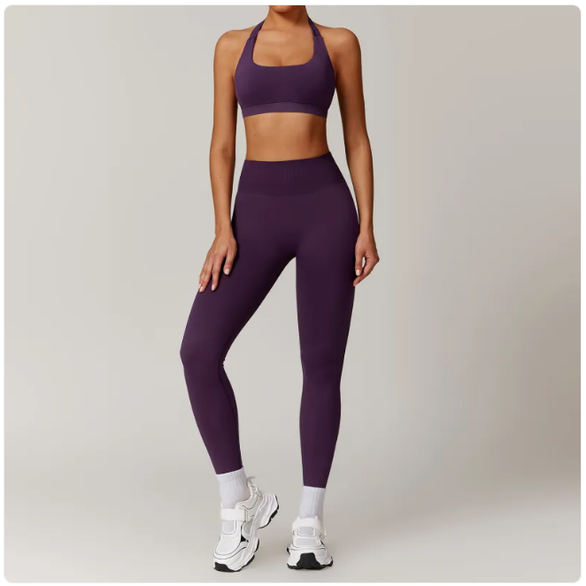 Seamless Backless Yoga Set – 2-Piece Sports Bra & Leggings